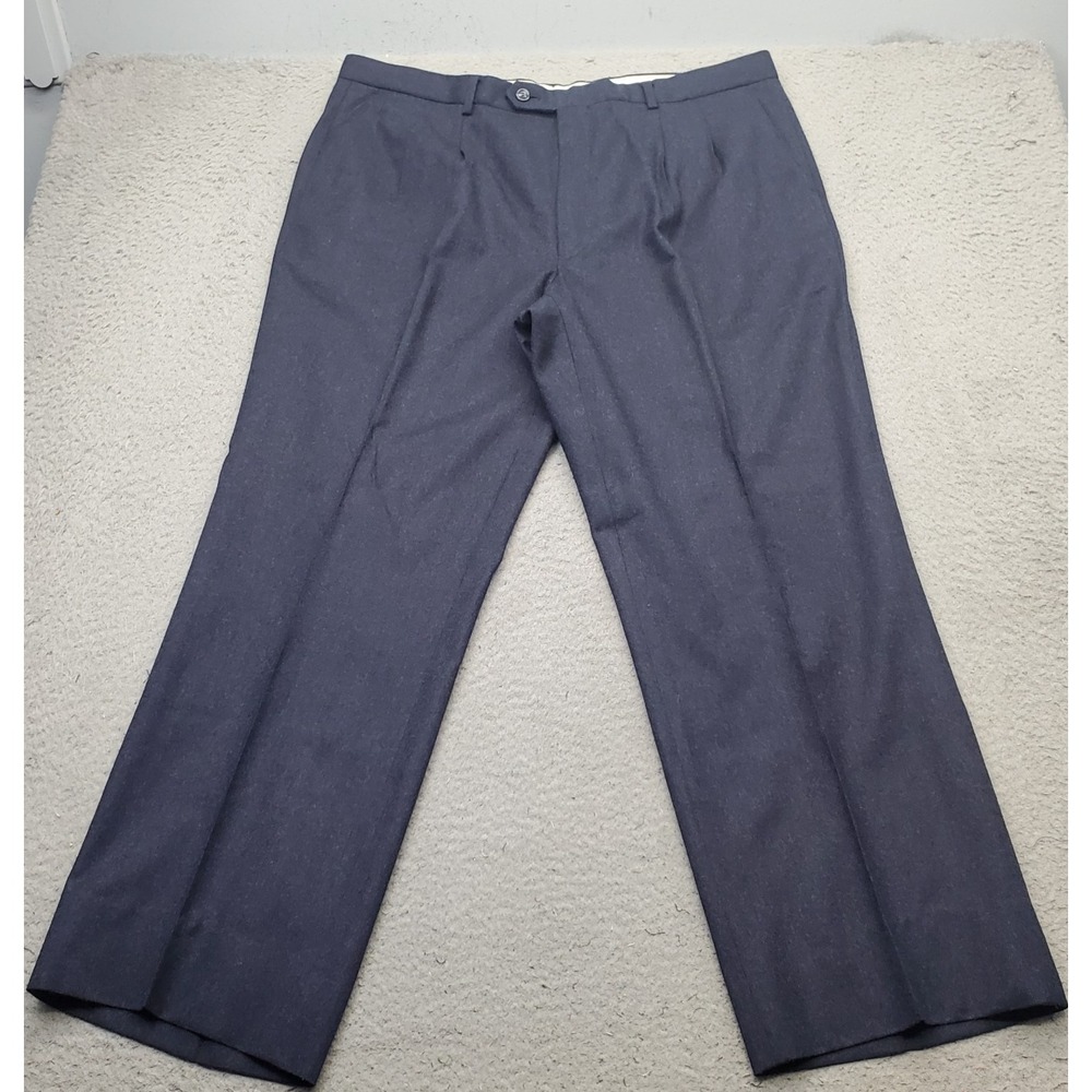 Louis Raphael Dress Pants Mens 38 Blue Pure Wool Pleated Formal Office Career